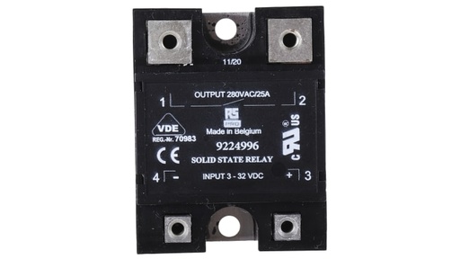 RS PRO Solid State Relay, 25 A rms Load, Panel Mount, 280 V ac Load, 32 V dc Control